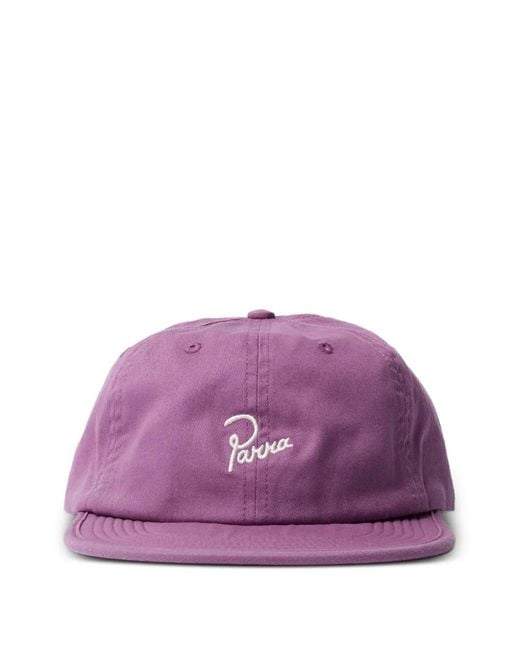 by Parra Purple Signature 6 Logo-Embroidered Cotton Panel Hat for men