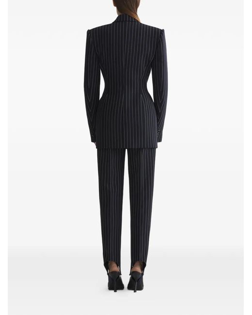 Mugler Blue Pinstripe Double-Breasted Jacket