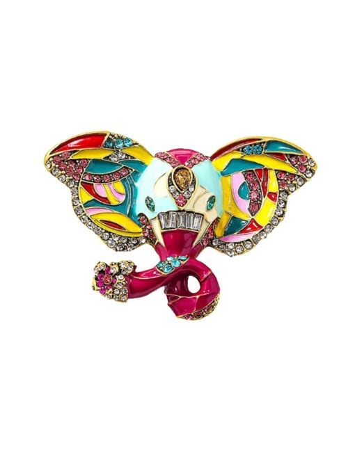 Hzmer Jewelry Blue Satrangi Gaj Crystal-Embellishment Brooch