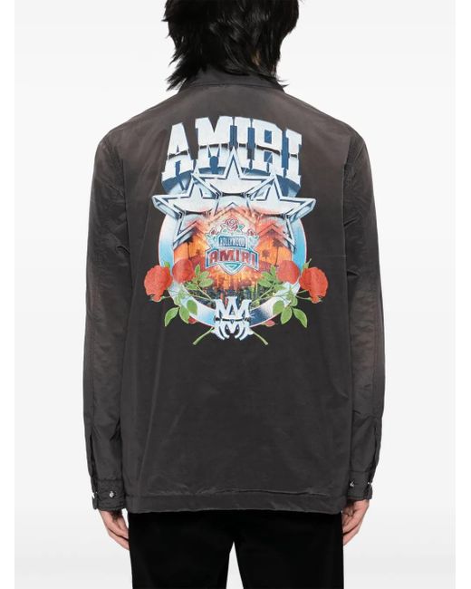 Amiri Black Logo-Print Shirt Jacket for men
