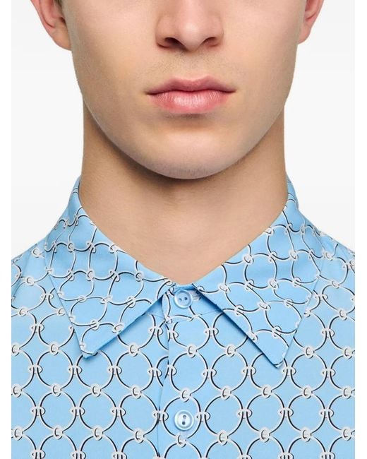Sandro Blue Link Print Loose-Fit Shirt for men