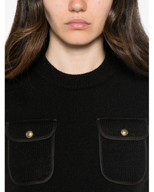 Pinko Black Pocket-Detail Sleeveless Sweater