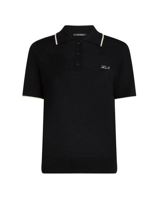KARL LAGERFELD レディース ブラック ポロシャツ