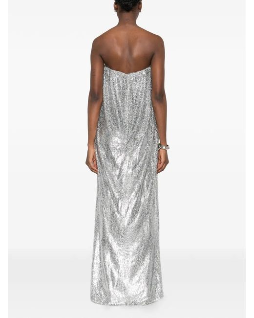 Stella McCartney Gray Metallic-Effect Maxi Dress