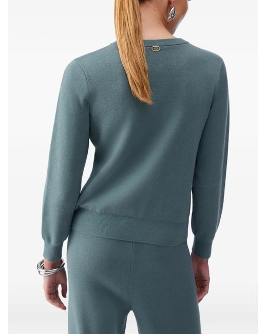 Liu Jo Blue Beaded Crew-Neck Sweater
