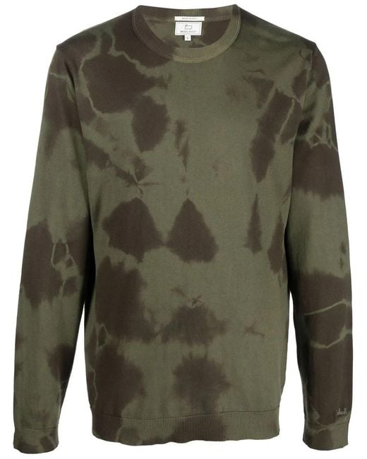 Woolrich Green Tie-Dye Knit Jumper for men