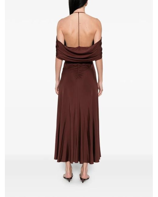 Self-Portrait Purple Jersey Drape Midi Dress