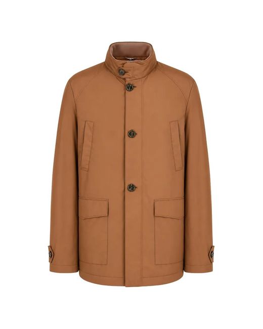 Tombolini Brown High-Neck Button-Up Jacket for men