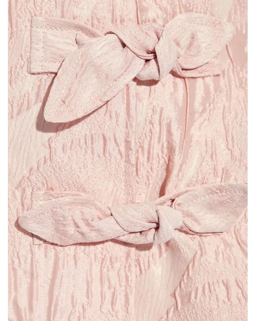 Ganni Pink Bow-Detailing Cloqué Skort
