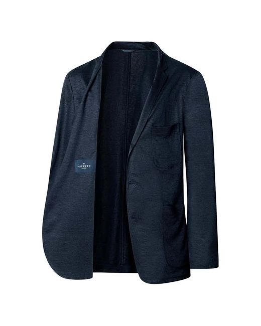 Hackett Blue Notch-Lapel Patch-Pocket Blazer for men