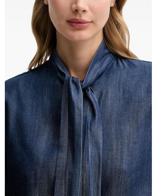 Joop! Blue Tie-Neck Denim Shirt