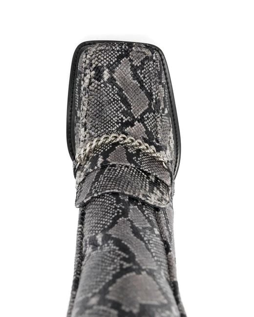 Martine Rose Gray Square Toe Chain Boots