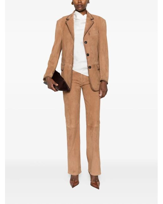Arma Brown Suede Button-Detail Jacket