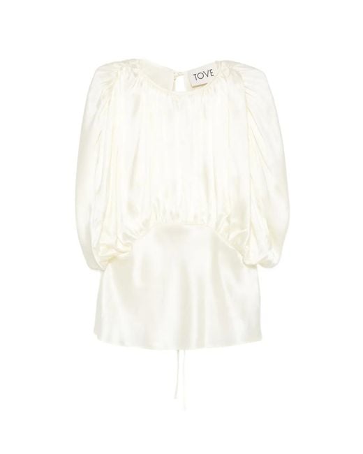 TOVE White Peta Ruched Blouse
