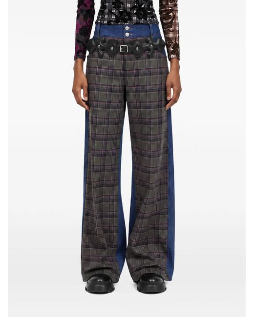 Chopova Lowena Black Missish Tartan Panelled Jeans