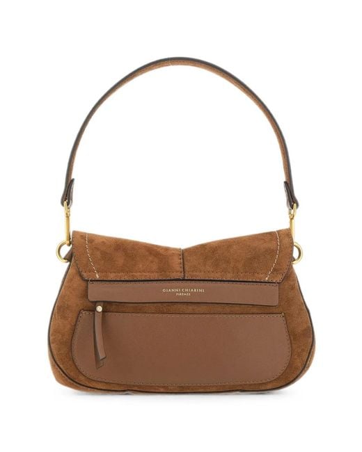 Gianni Chiarini Brown Medium Helena Round Suede Tote Bag