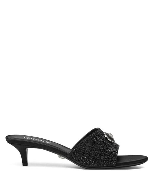 Versace Black 45Mm Alia Medusa Embellished Mules