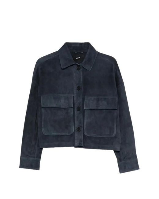 Arma Blue Suede Patch-Pocket Jacket
