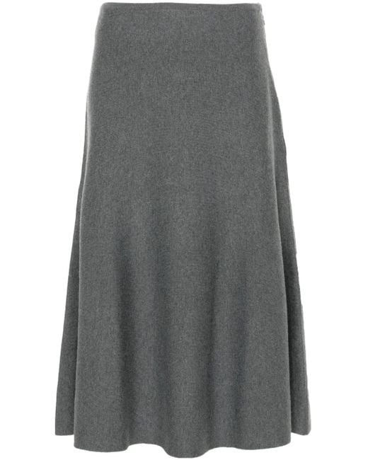 Khaite Gray Odil Wool Midi Skirt