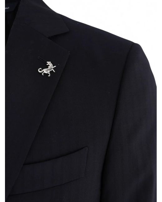 Tombolini Blue Pinstripe-Pattern Single-Breasted Suits for men