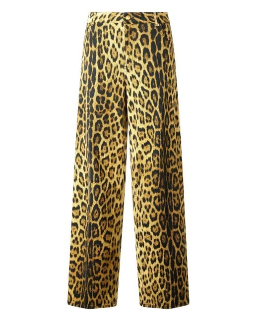 Roberto Cavalli Black Jaguar-Print Trousers