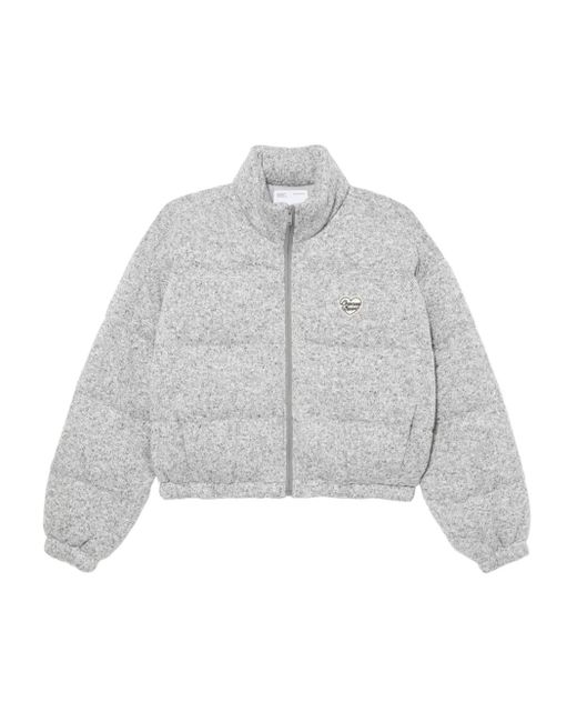 Chocoolate Gray Logo-Embroidered Puffer Jacket