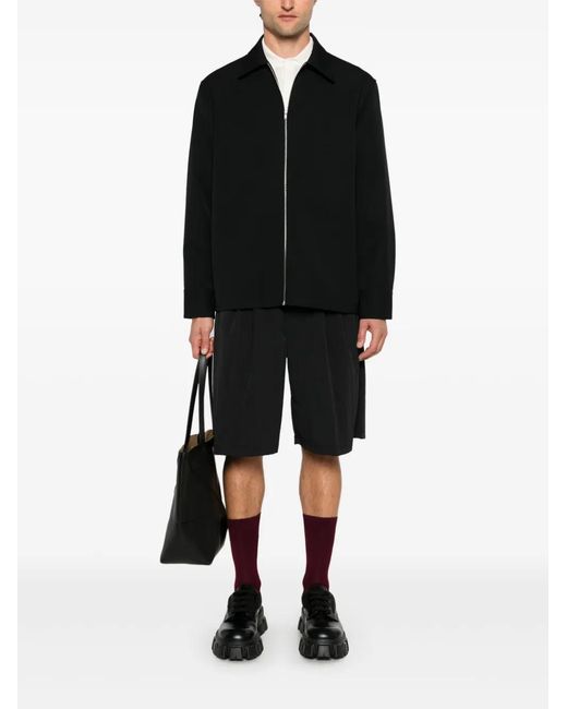 Jil Sander Black Wool Gabardine Overshirt for men