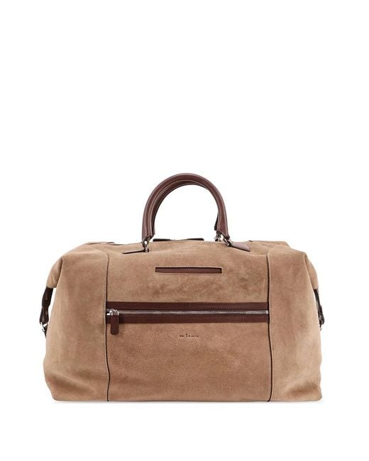 Kiton Brown Zipped Luggage Holdall for men