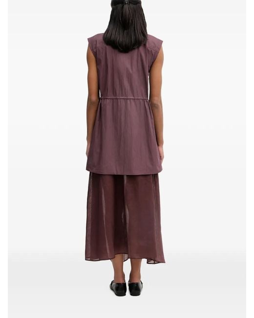 Isabelle Blanche Drawstring Layered-Panel Dress
