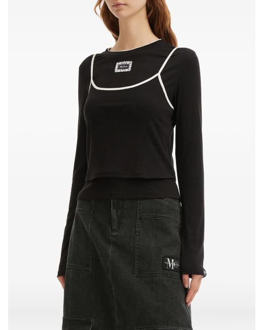Mini Cream Black Long-Sleeve Top