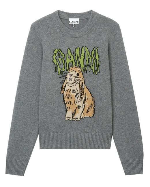 Ganni Gray Bunny Sweater