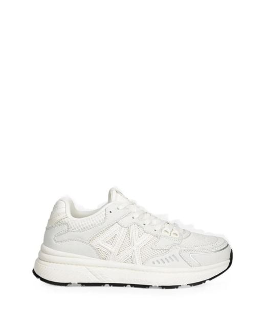ARMANI EXCHANGE White Logo-Patch Mesh Sneakers for men