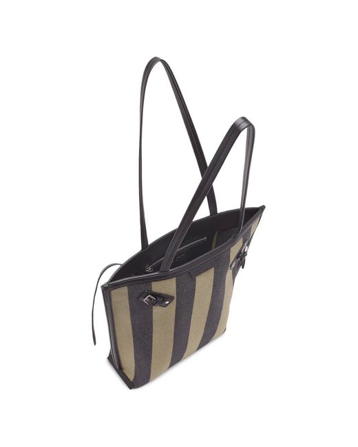 Proenza Schouler Black North South Days Striped Canvas Tote Bag
