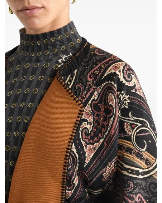 Etro Brown Reversible Patterned Cloth Cape