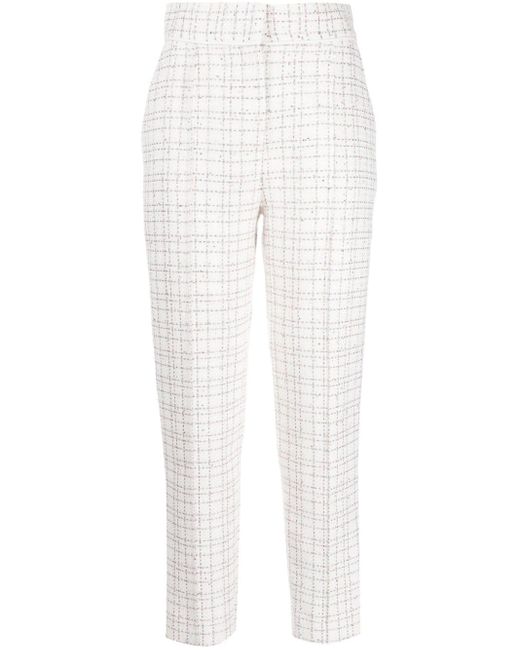 Elie Saab White Sequinned Tweed Trousers