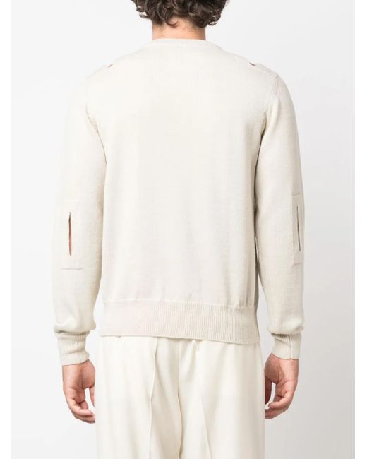 Jil Sander White Cut-Out Wool Jumper for men