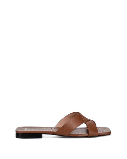 Pollini Brown Pantoletten Mit Eckiger Kappe