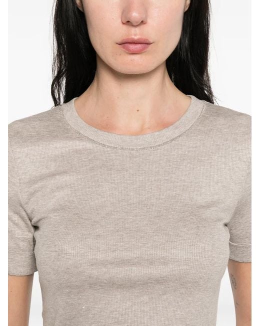 Peserico White Embellished-Neck T-Shirt