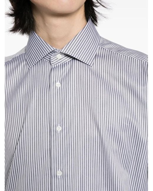 Corneliani Blue Striped Cotton Shirt for men