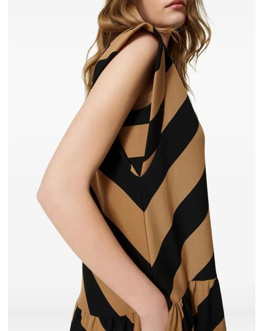 Twinset Black Chevron-Print Midi Dress