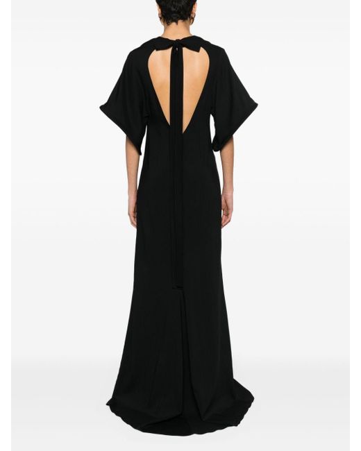 Atu Body Couture Black Bell-sleeve Open-back Maxi Dress