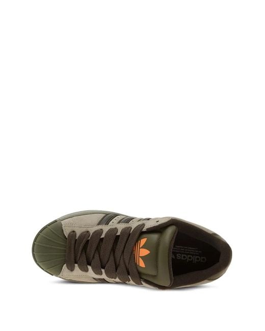 Adidas Green Superstar Three-Stripe Sneakers
