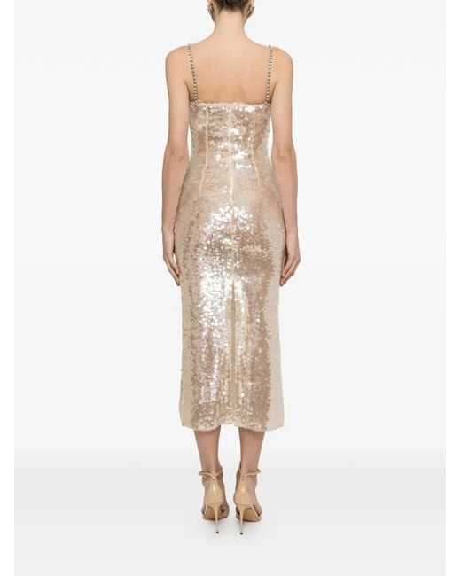 Nissa Natural Sequined Midi Dress