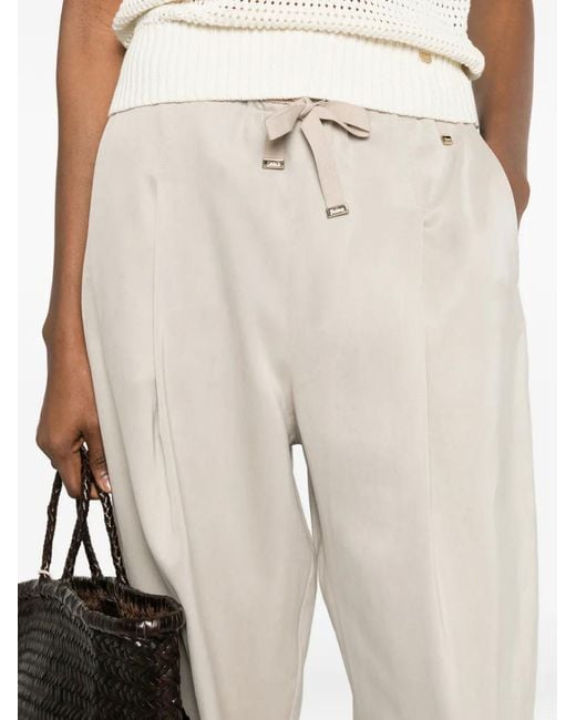 Herno White Drawstring Pleated Trousers