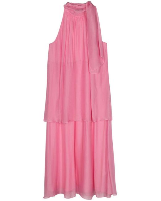 Seventy Pink Bow-detail Chiffon Dress