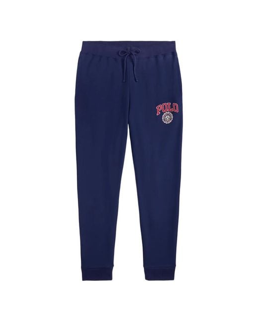 Polo Ralph Lauren Blue Logo-Patch Drawstring Track Pants for men