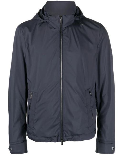 Moorer Blue Long-Sleeved Hooded Jacket for men