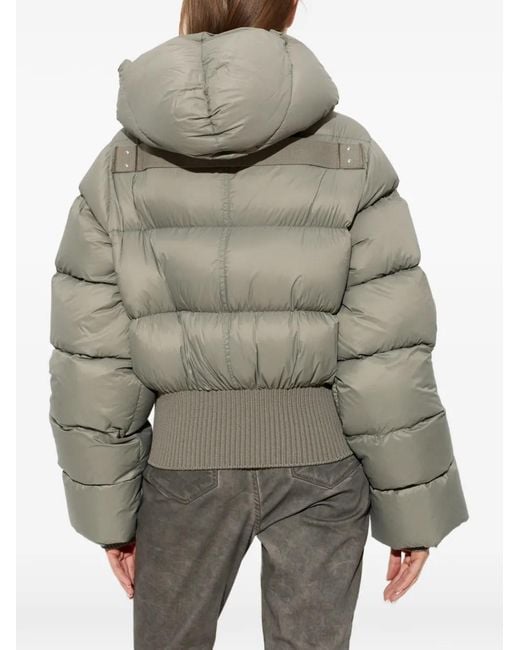 Rick Owens Gray Hooded Padded Jacket