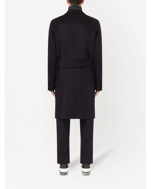 Dolce & Gabbana Black Double-Breasted Cashmere Coat for men