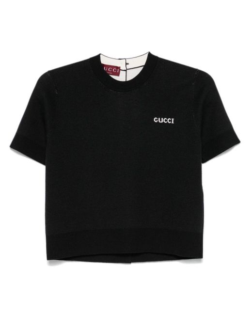 Gucci Black Logo-Intarsia T-Shirt